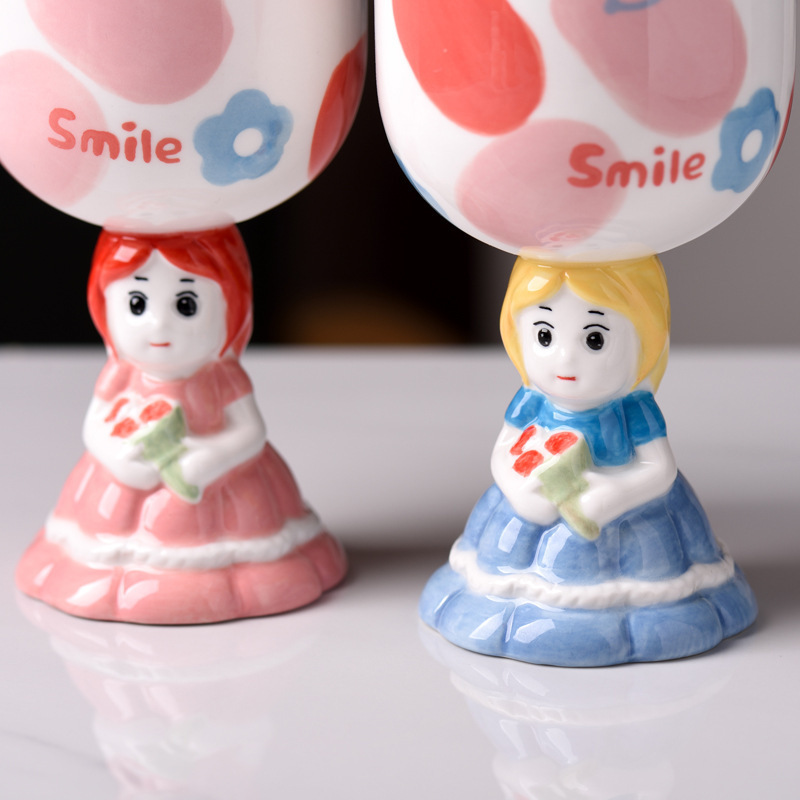 Three-dimensional cartoon princess goblet cute hand painted underglaze mug