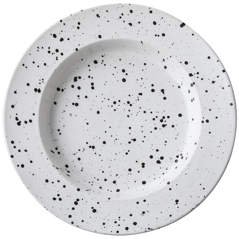 Korea Ins style niche splash ink ceramic plate large capacity 9 inch soup plate