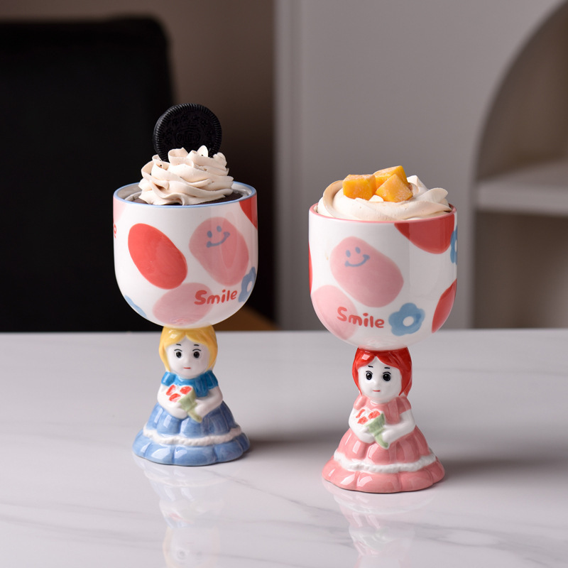 Three-dimensional cartoon princess goblet cute hand painted underglaze mug