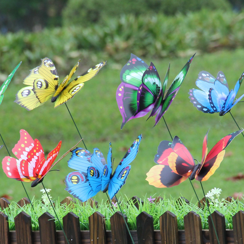 Solhui 17cm Butterflies Stick Garden Yard Planter Butterfly Stakes Decoracion Outdoor Decor Flower Pots Decoration