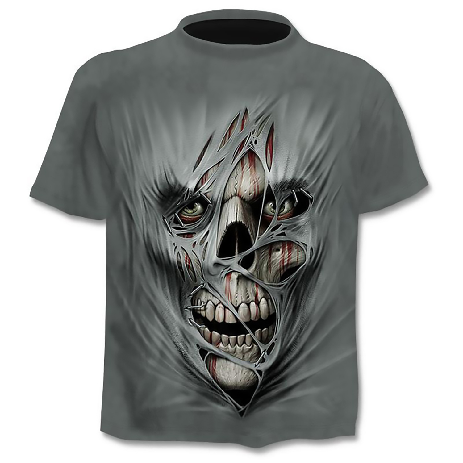 Skull Horrible Round Neck Half Sleeve Quick Dry DIY Wolf Sublimation Printed T-shirts For Men Wholesale