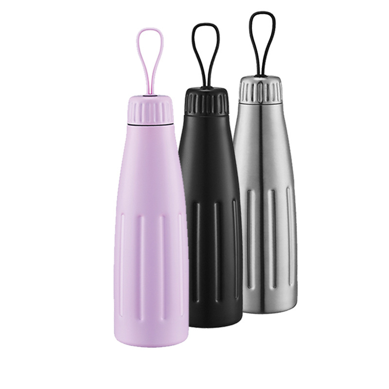 Double walled vacuum insulated stainless steel sports bottle for ridding