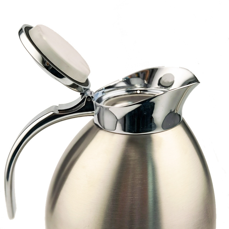 Super sleek elegant stainless steel thermal coffee carafe with ergonomically designed handle