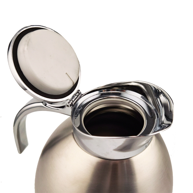 Super sleek elegant stainless steel thermal coffee carafe with ergonomically designed handle