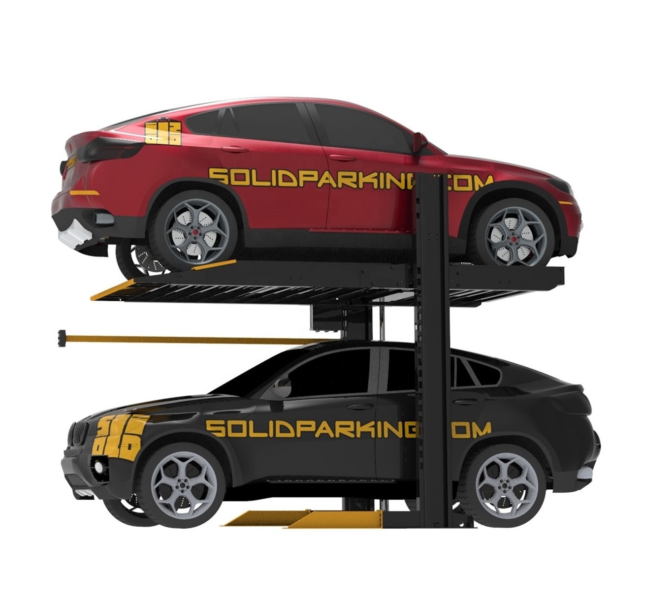 Simple 2 Post Two Level Car Parking Lift Vertical Car Stackers