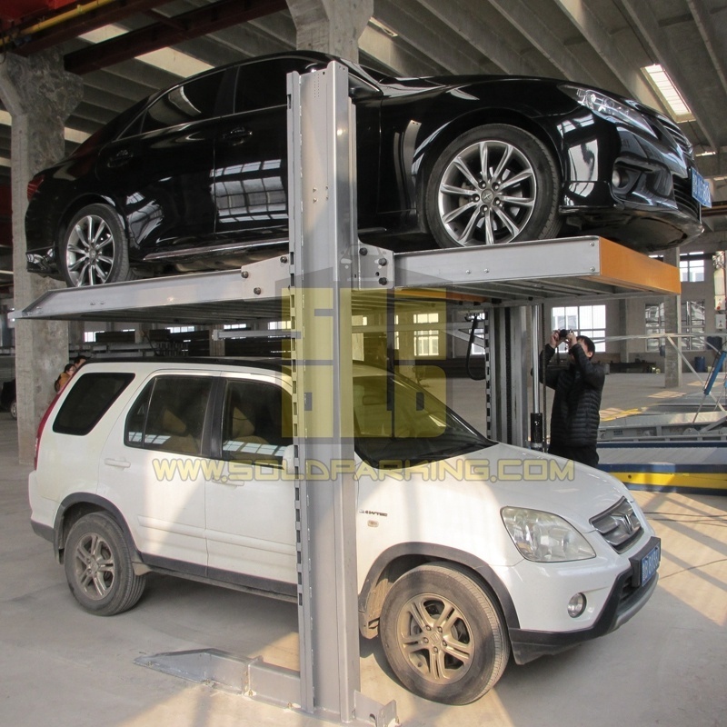 Simple 2 Post Two Level Car Parking Lift Vertical Car Stackers