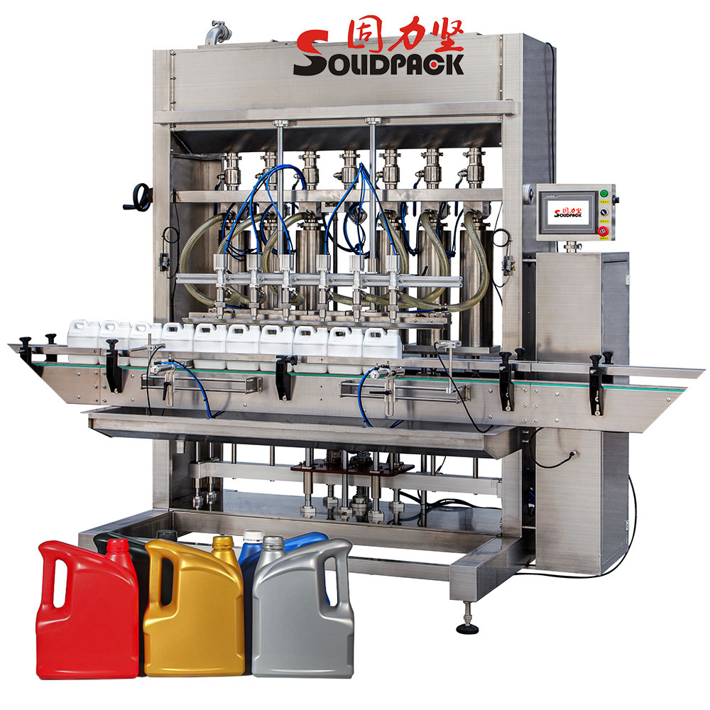 Solidpack automatic oil treatment 6 heads system bottle filler fuel injector cleaner piston filling machine production line