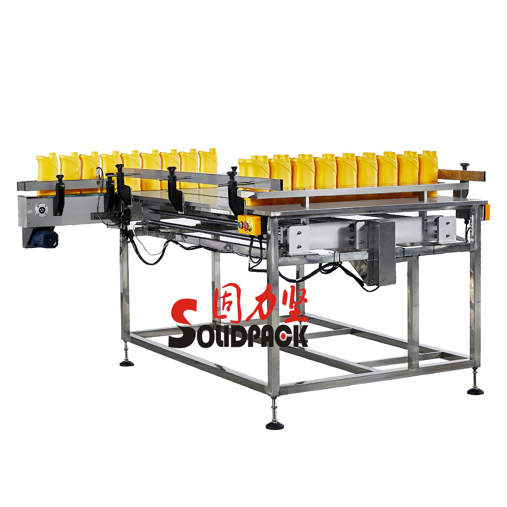 Solidpack high quality automatic unscramble linear square or flat bottle feeding collecting table sorting machine