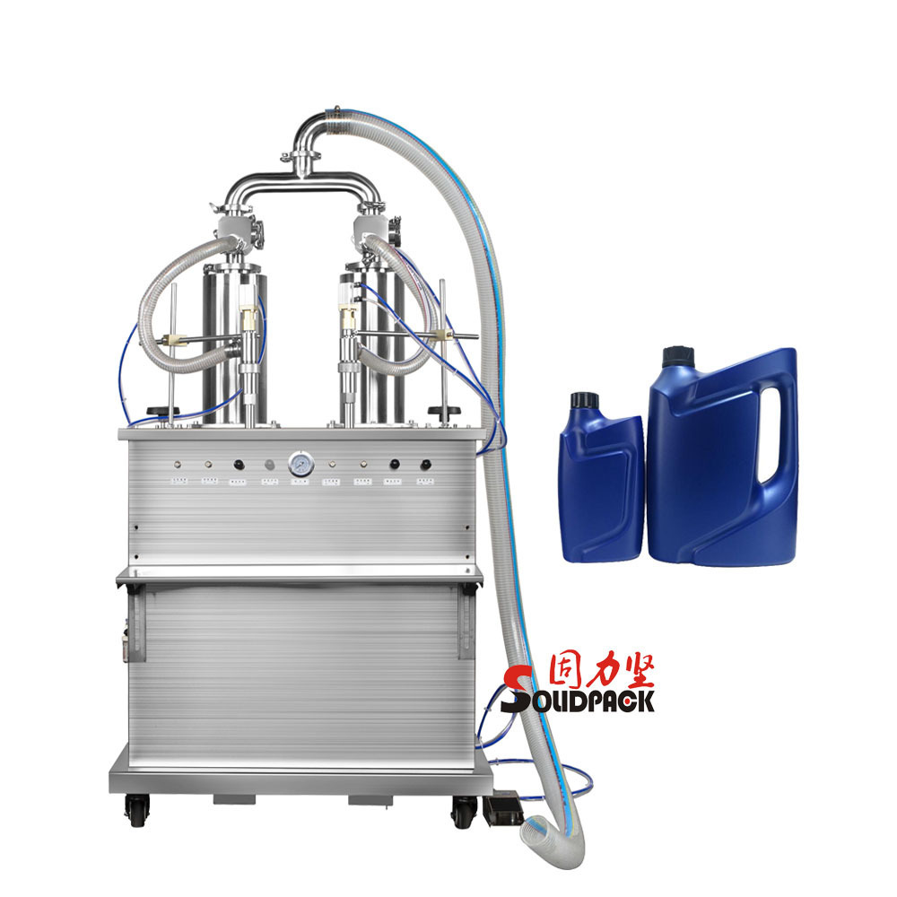 Solidpack 2 heads semi automatic cartridge oil liquid soap gallon filling machine