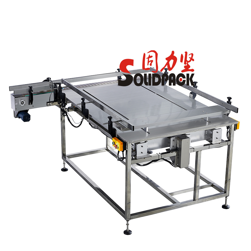 Solidpack high quality automatic unscramble linear square or flat bottle feeding collecting table sorting machine