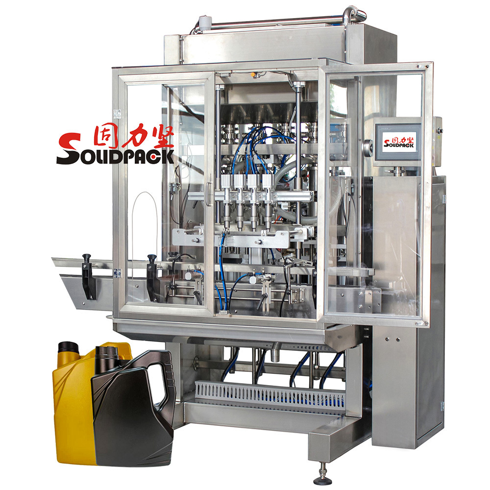 Solidpack automatic oil treatment 6 heads system bottle filler fuel injector cleaner piston filling machine production line