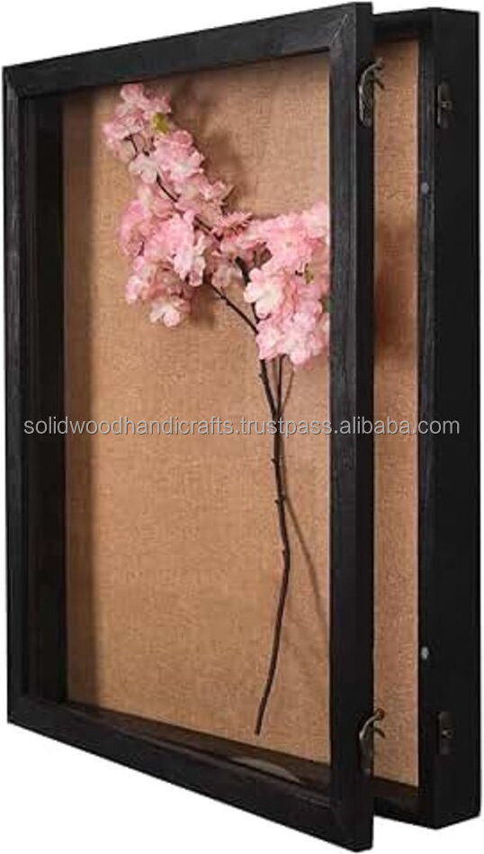 High Quality Customize 3D Deep Flowers Display Case Table Top Solid Wood Memory Box Frame Art Shadow Box