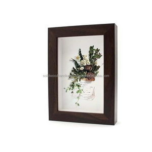 High Quality Customize 3D Deep Flowers Display Case Table Top Solid Wood Memory Box Frame Art Shadow Box