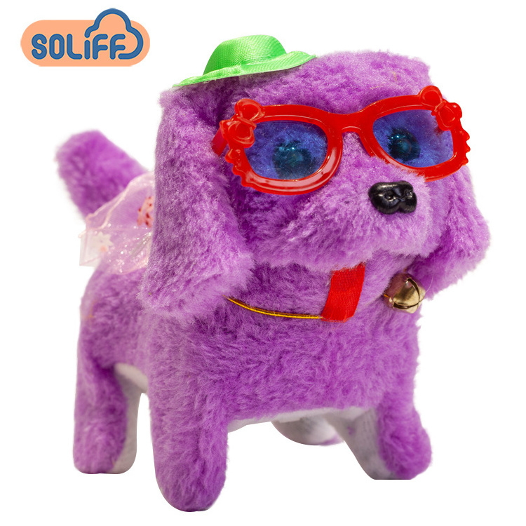 Wholesale Glowing Eyes Walking Dog Electric Plush Toys for Kids Gifts Funny Electric Children Cute Dolls