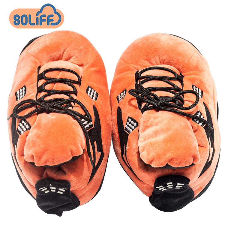 Winter slippers custom logo shoes big fluffy sneaker slippers for men