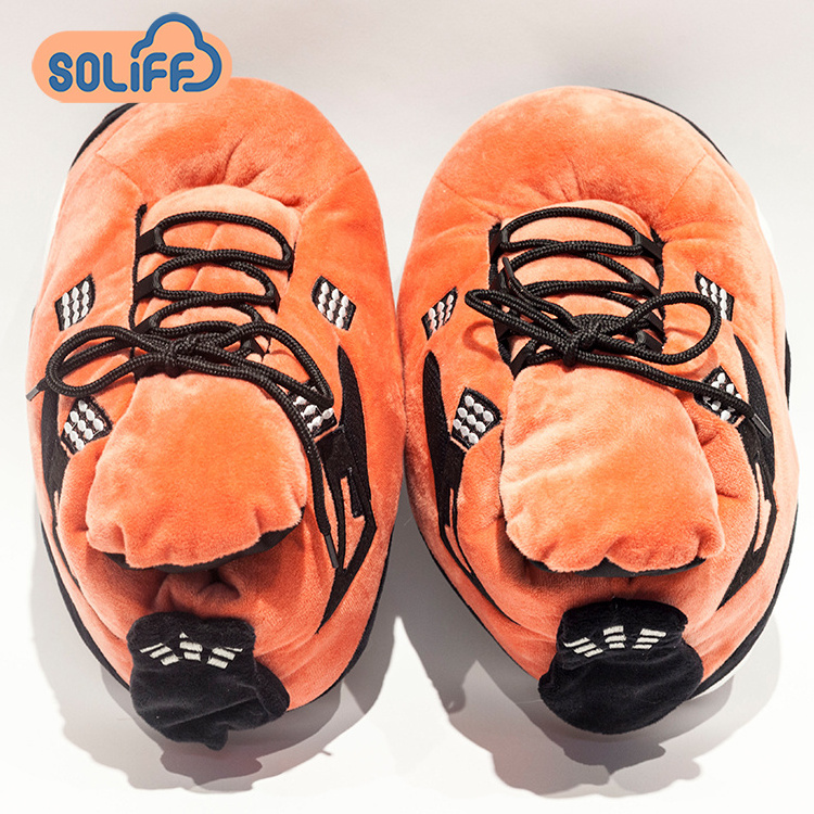 Winter slippers custom logo shoes big fluffy sneaker slippers for men