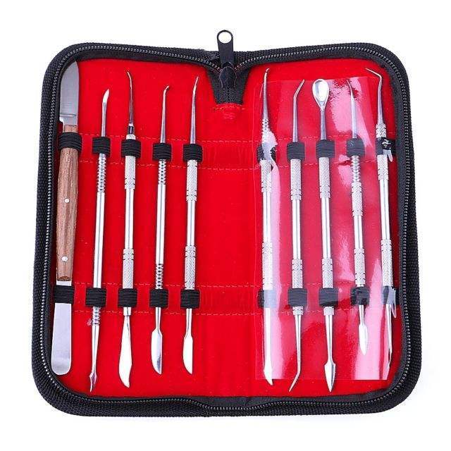 Dental Instruments Surgical Cleaning Teeth Tools Kit teeth cleaning spatulas kit with leather case