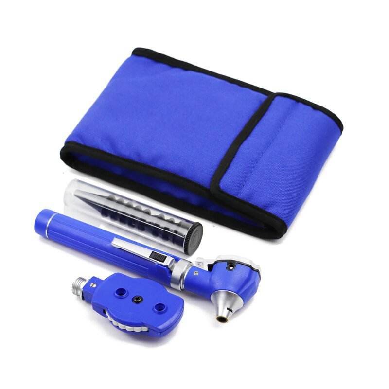 Surgical ENT Diagnostic Examination Kit Otology Ear Diagnose Fiber Optic Mini Otoscope Ophthalmoscope LED Light Set