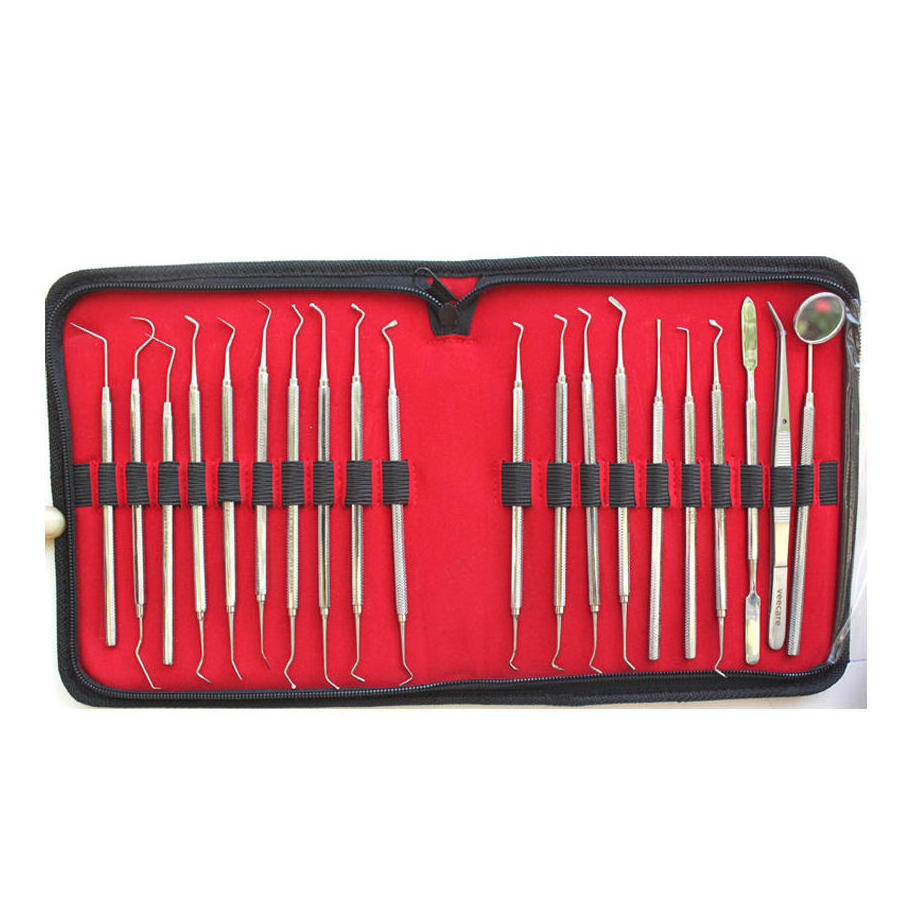 Dental Instruments Surgical Cleaning Teeth Tools Kit teeth cleaning spatulas kit with leather case