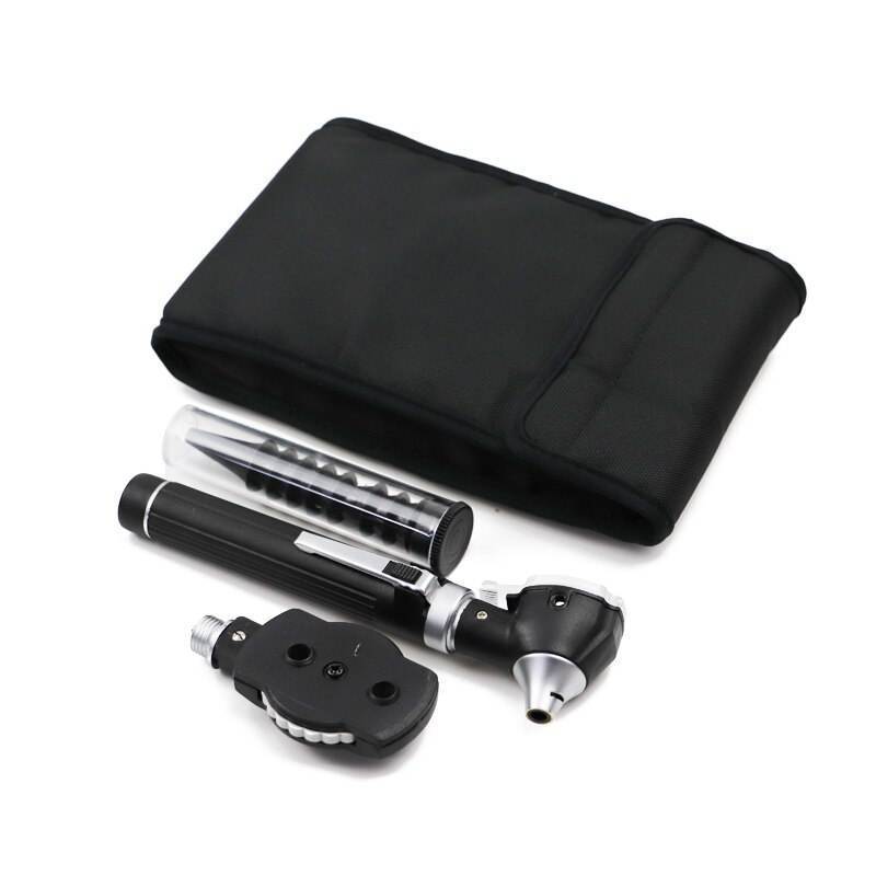 Surgical ENT Diagnostic Examination Kit Otology Ear Diagnose Fiber Optic Mini Otoscope Ophthalmoscope LED Light Set