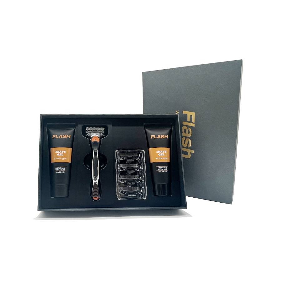 Shaving gift  kit for men 5 blade system razor replacement cartridge 2 shaving gel