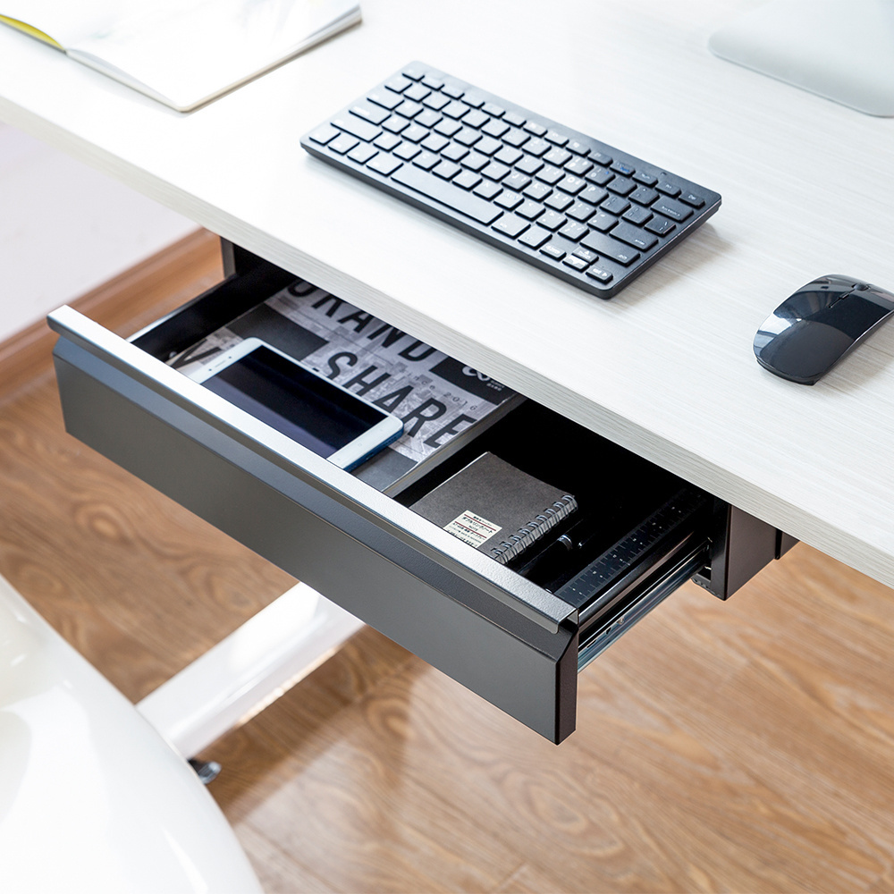 DA02-1 Space Saving Under Desk Slim Drawer with Shelf Storage Organizer Metal Table Drawer Accessories