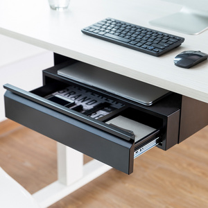 DA02-2 Space Saving Under Desk Slim Drawer with Shelf Storage Organizer Metal Table Drawer Accessories