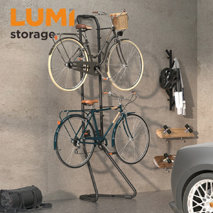 LBS-01 2 Bike Rack Garage Storage Gravity Floor Wall Bike Stand Adjustable Vertical Bicycle Stand Holds