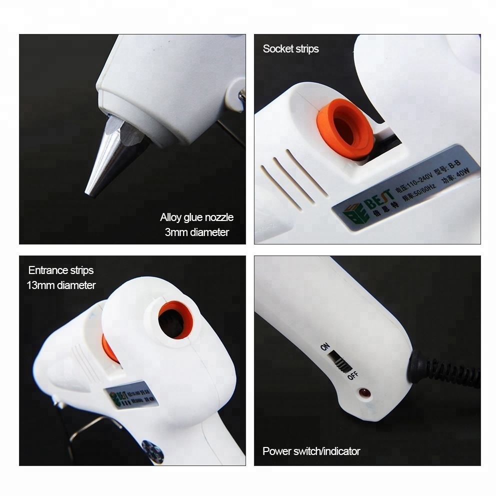 BST-B-B 20-100W 12V Professional Industrial Electric Heating Hot Melt Glue Gun for Crafts Repair