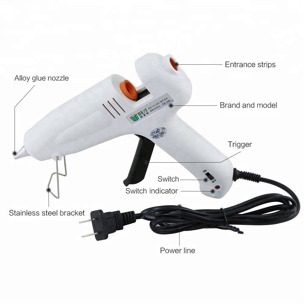 BST-B-B 20-100W 12V Professional Industrial Electric Heating Hot Melt Glue Gun for Crafts Repair