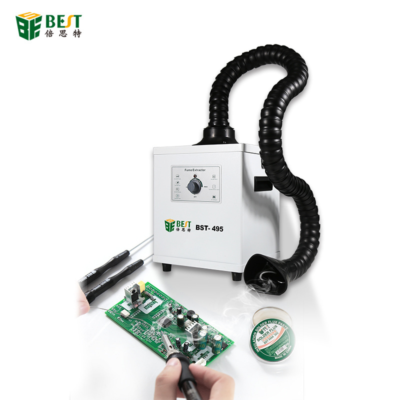 BST-495 110V/220V Smoke Cleaner Knob Adjustment Fume Extractor MINI 150W Soldering  Smoke Absorber Air Purifier Machine