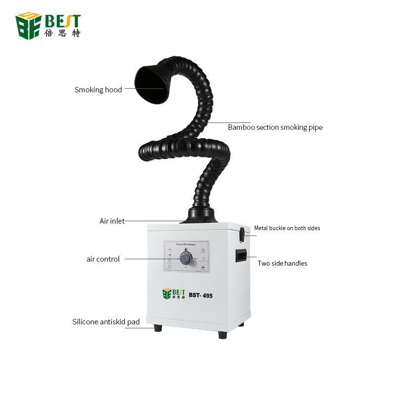 BST-495 110V/220V Smoke Cleaner Knob Adjustment Fume Extractor MINI 150W Soldering  Smoke Absorber Air Purifier Machine