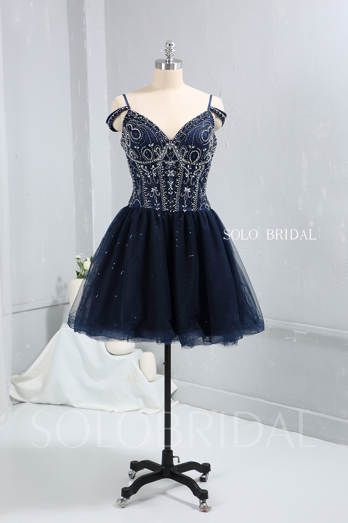 Exceptional royal blue ball gown heavy diamond embroidery off shoulder wedding gowns dress bridal luxury