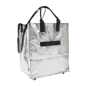 PP woven bag Foldable Shopping Cart - Waterproof Shopping Bag with Wheels - Collapsible Trolley Bags Reusable Utility