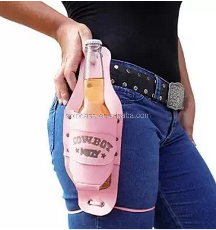 Holster Genuine Leather Beer Holster with Metal Belt clip