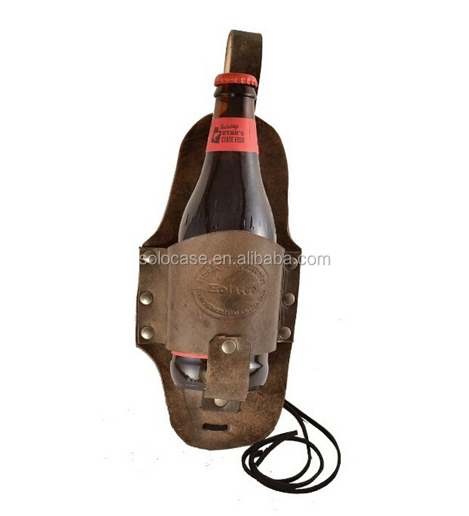 Holster Genuine Leather Beer Holster with Metal Belt clip