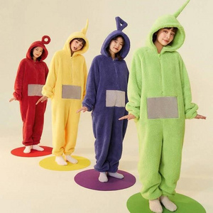 Unisex Teletubbies Costumes Disi jumpsuit Lala Cosplay Pajamas Adult Pyjamas Animal Sleepwear Jumpsuit