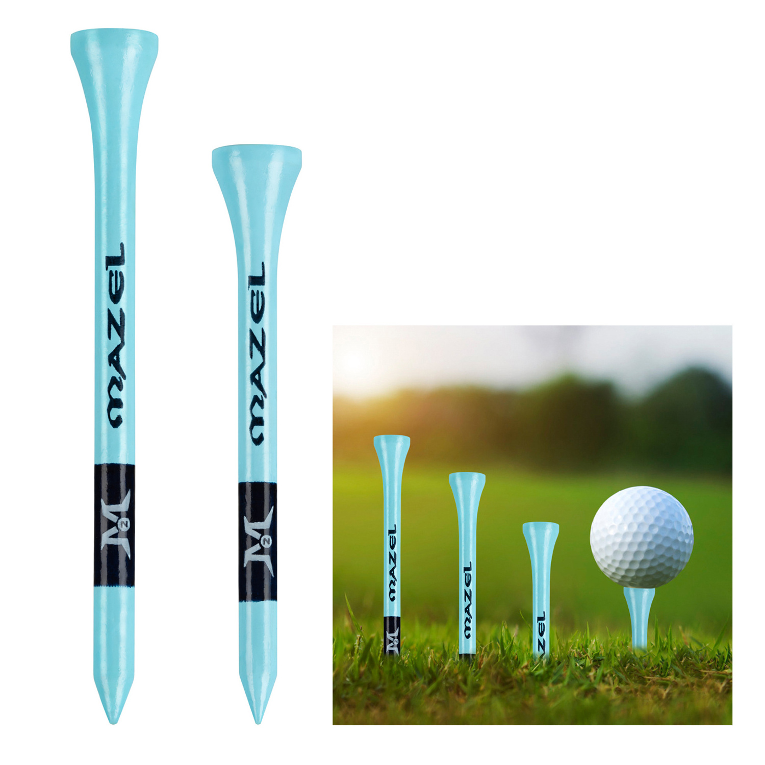 MAZEL Wholesale Pack of 50 Counts Short Wooden Tees For Golf Practice OEM Long 70/83mm Available Bamboo Golf Tees