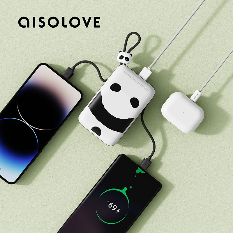 Aisolove Built in Cable Portable Power Bank 10000mah High Quality Power Banks for iphone