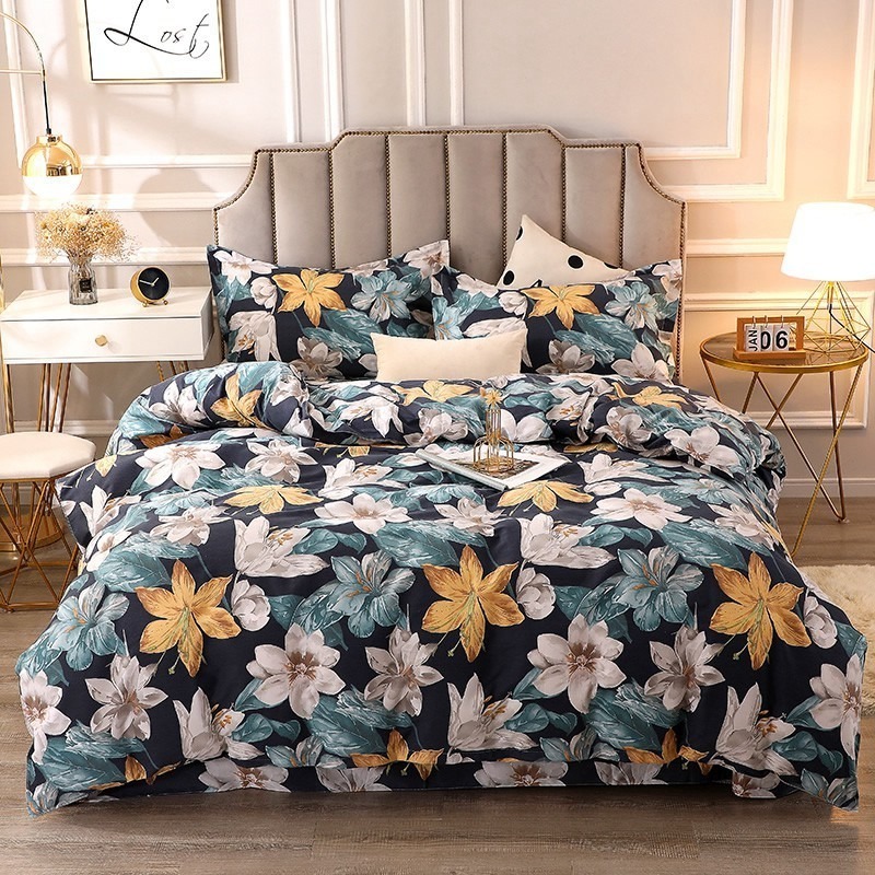 Floral Cotton Bed Set Queen Bedding Set Sheet High Quality Skin Friendly Printing Pattern Duvet Cover Bedding Set