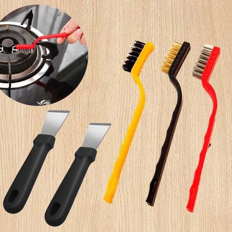 Hot Selling Deep Clean Brush 3Pcs/Set Handy Steel/Nylon/Brass Brush Set Gas Stove/Faucet/Rust/Dirt Cleaning Brush