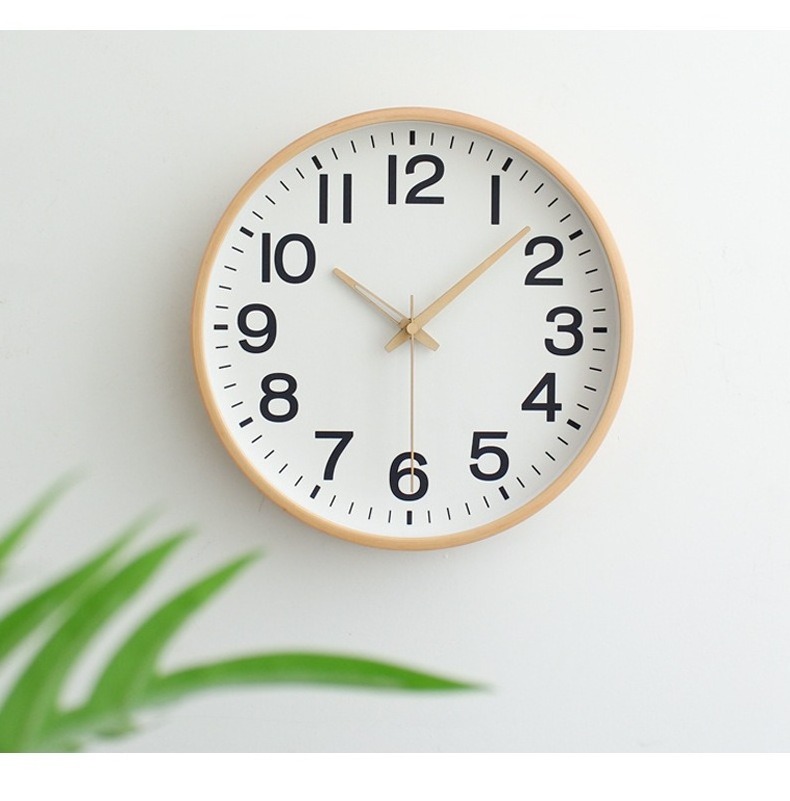 Wood Like Frame Modern Simple Design Silent Movement Home Decor Corner Wall Clocks