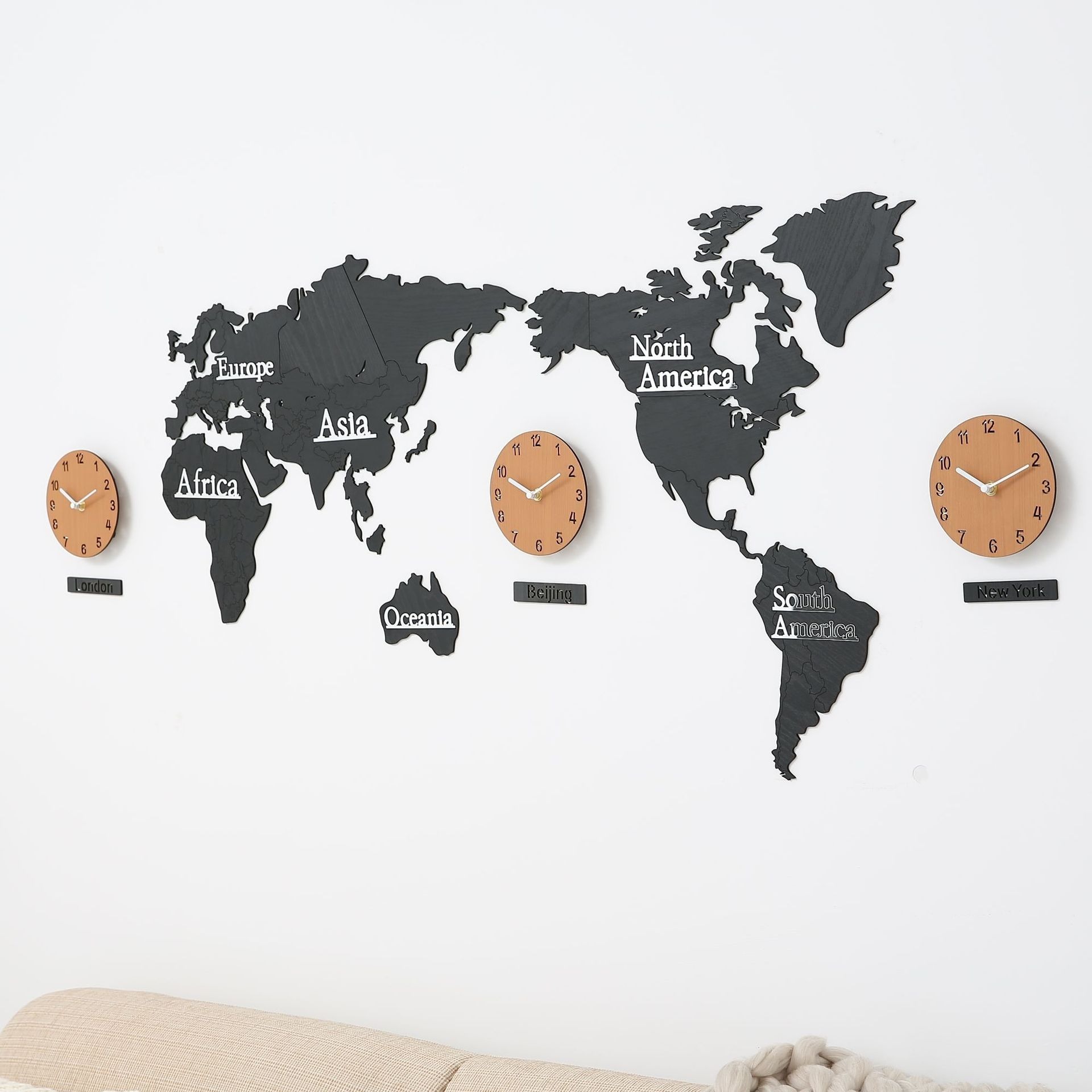 Large World Map Clocks Modern Home Decoration Wall Clock Sticker  3d Diy Hotel Unique Art Design Digital Acrylic