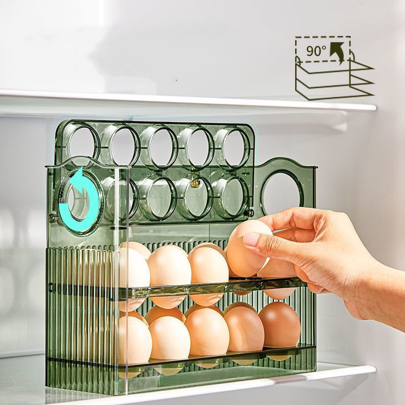 Egg storage box Flip refrigerator side door storage shelf date display fresh-keeping box