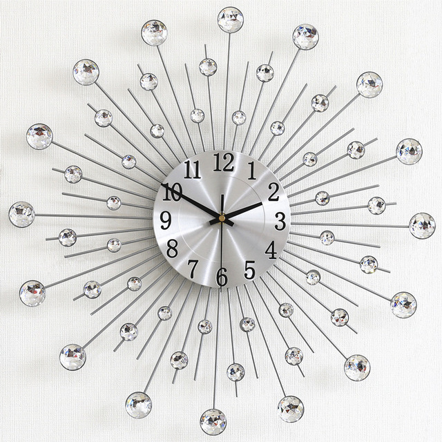 latest model home decorative items Metal Starburst Wall Clock with Crystal Accents Handmade  Home Decor