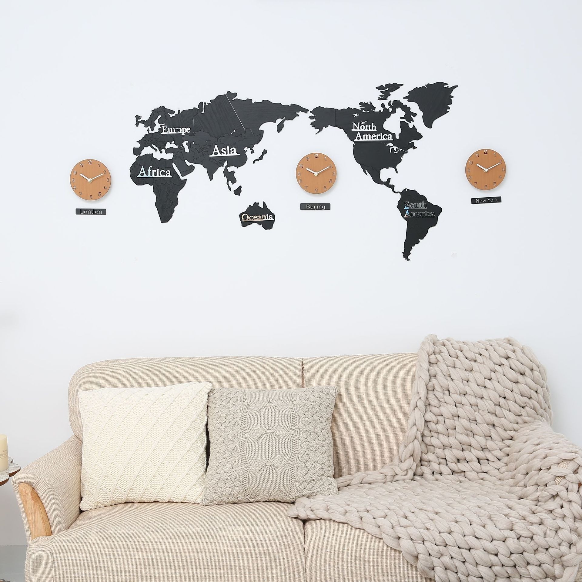 Large World Map Clocks Modern Home Decoration Wall Clock Sticker  3d Diy Hotel Unique Art Design Digital Acrylic