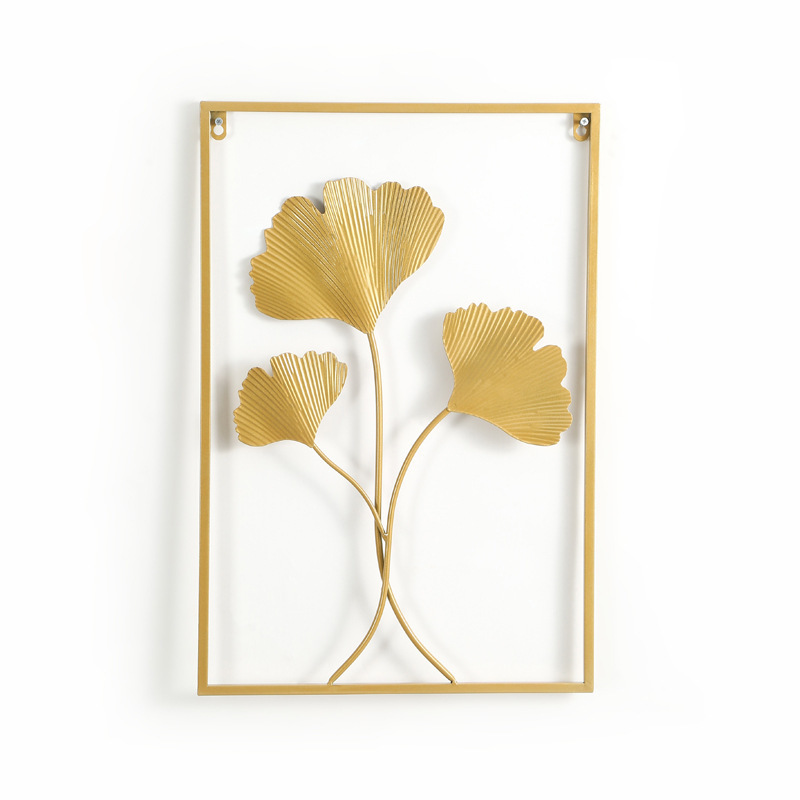 Home Metal Wall Mount Gold Wall Hanging Decoration with Frame Gold Metal Art Wall Sculpture