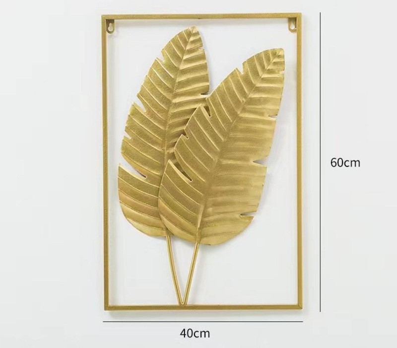 Home Metal Wall Mount Gold Wall Hanging Decoration with Frame Gold Metal Art Wall Sculpture