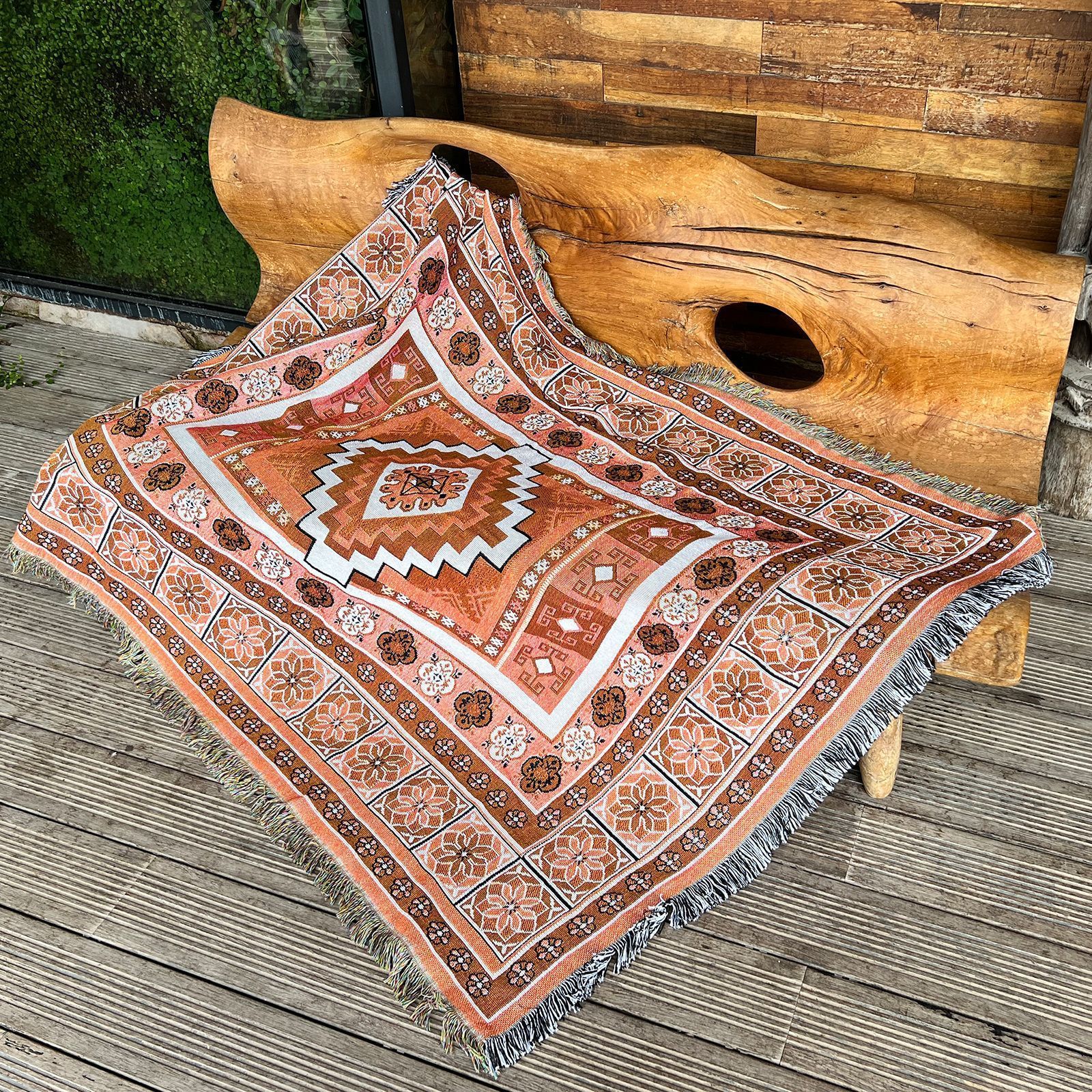 Bohemian Indian knitted blanket decorative blanket national wind-sand hair blanket model house new home decoration collocation