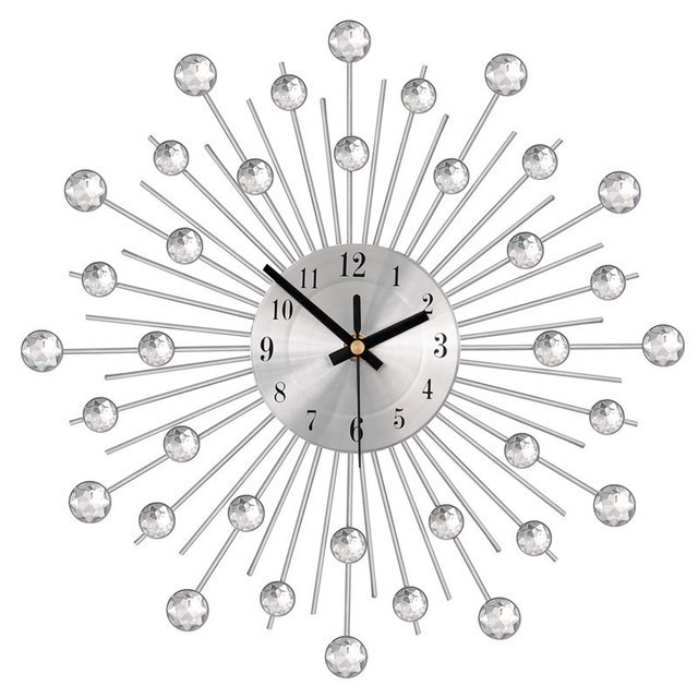 latest model home decorative items Metal Starburst Wall Clock with Crystal Accents Handmade  Home Decor